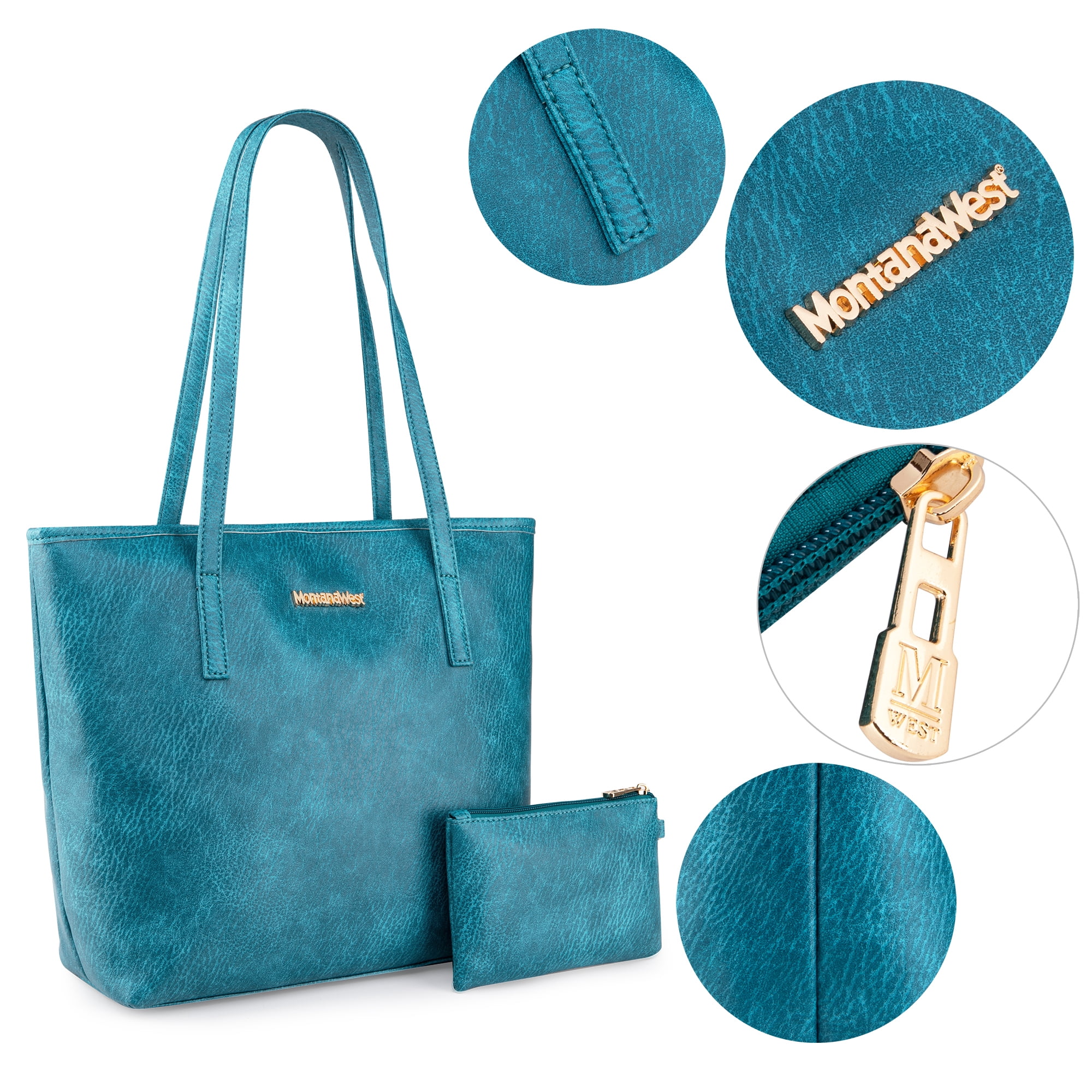 Montana West Tote Bags Vegan Leather Purses and Handbags for Women Top Handle Ladies Shoulder Bags, Turquoise