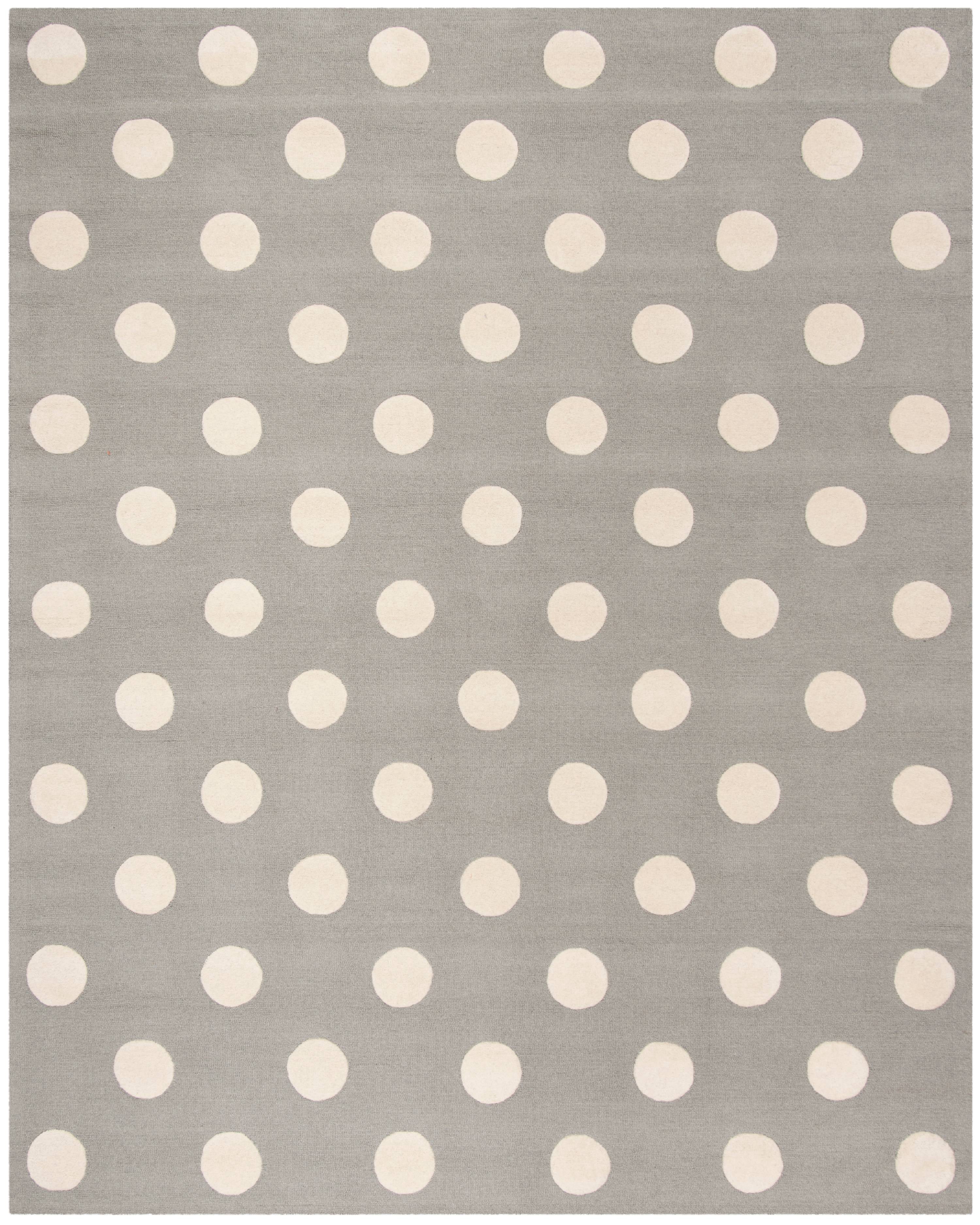 SAFAVIEH Kids Polka Dots Wool Area Rug, Grey/Ivory, 8' x 10'