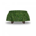 thumbnail image 4 of Floral Ottoman Cover, Graphical Meadow Sprouts, 2 Piece Slipcover Set with Ruffle Skirt for Square Round Cube Footstool Decorative Home Accent, Standard Size, Green Pale Yellow, by Ambesonne, 4 of 5