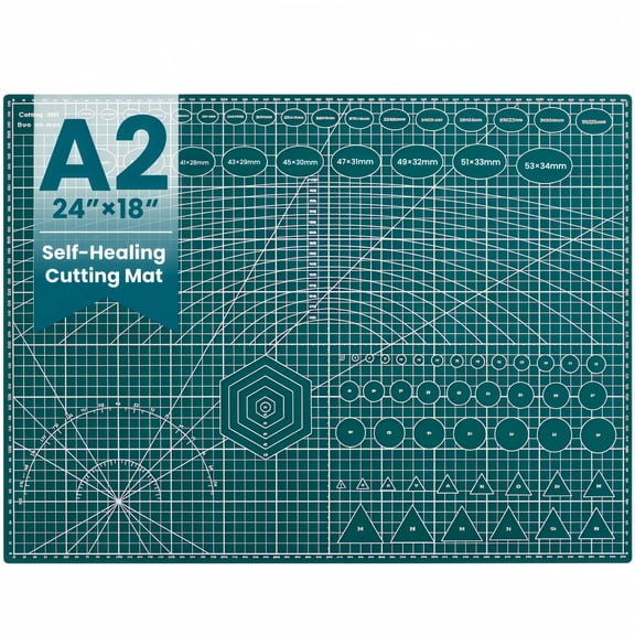 24" x 18" inch Green Self-Healing Cutting Mat, A2 Craft Board with Grid, Ideal for Crafts, Sewing, Fabric, Scrapbooking