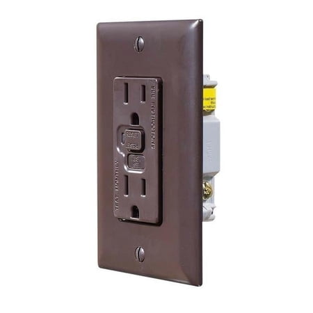 RV Designer Brown Dual GFCI Outlet with Cover Plate