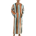 thumbnail image 2 of CAMISAS DE NOCHE RAYADAS INSPIRE CHIC para hombres, pijamas de manga larga con cuello en V, ropa de noche en naranja y azul, 2 of 4