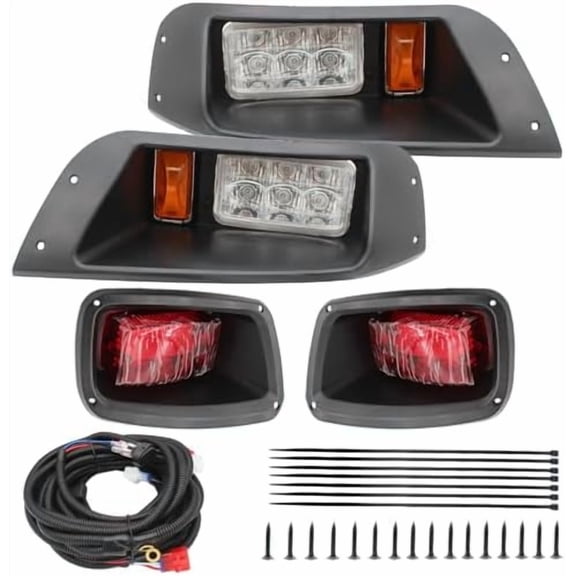 LED Headlight Tail Light Kit Compatible with EZGO TXT Golf Carts 1996-2013 Headlights Kit Tail Light Kit Assembly Gas and Electric 12V