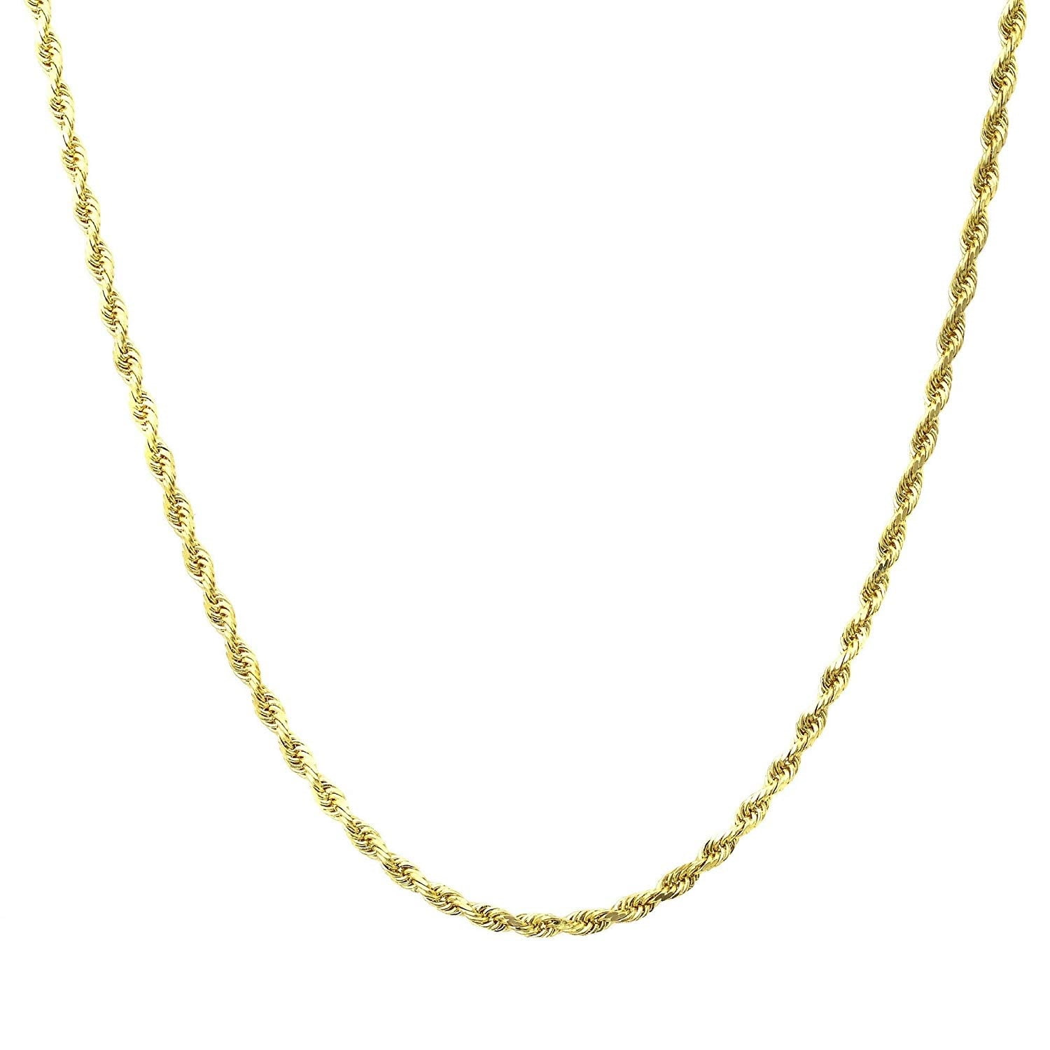 Hollow 14K Yellow Gold Rope Chain 