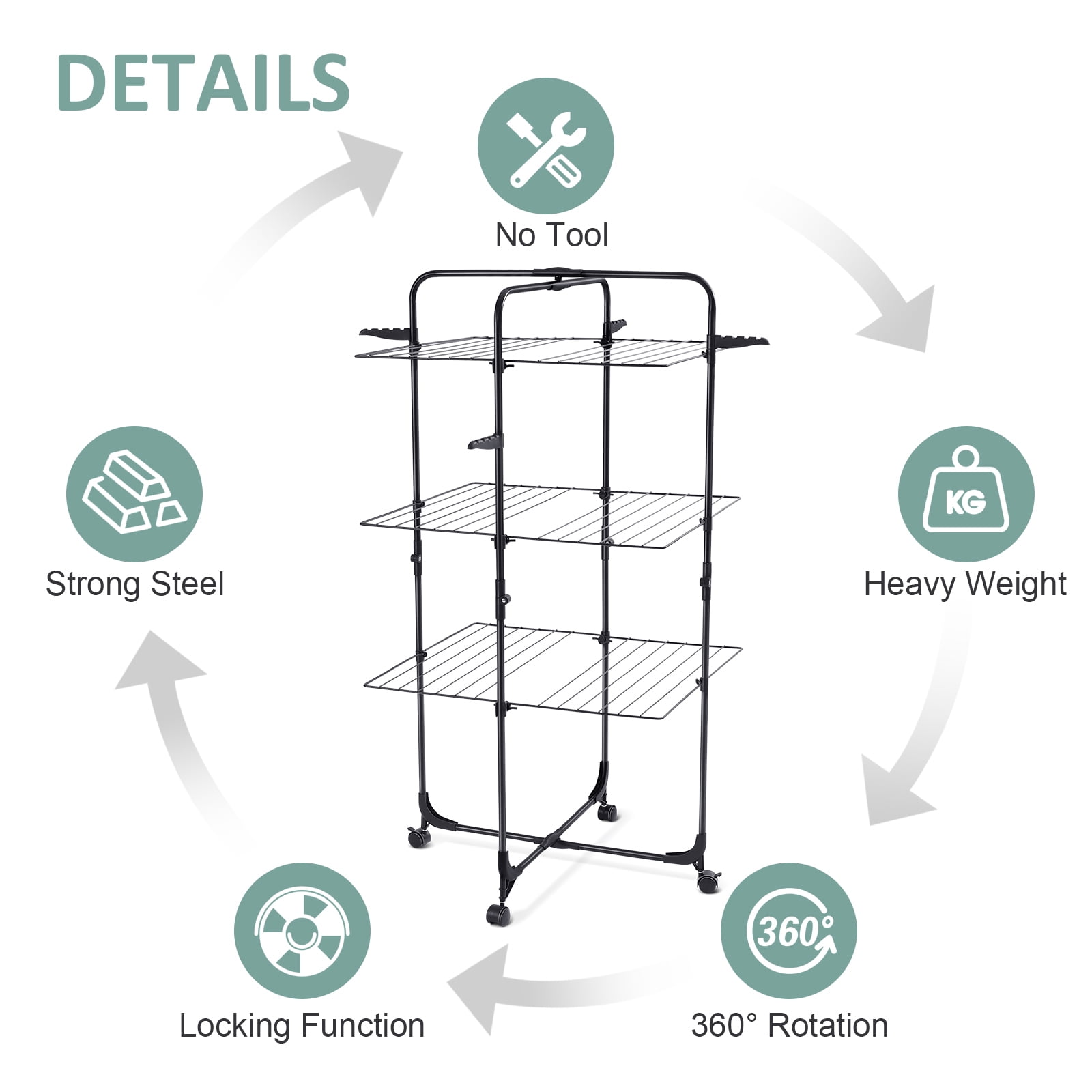 Kingrack Clothes Drying Rack, 2-Tier Folding Drying Rack for