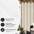 thumbnail image 3 of Beige White Stripes Outdoor Curtains for Patio, Rustic Warm Beige Lines Linen Texture Waterproof Outside Curtains Privacy Blackout Curtain for Porch Pergola Cabana, 1 Panel 54W x 84L Inch, 3 of 9