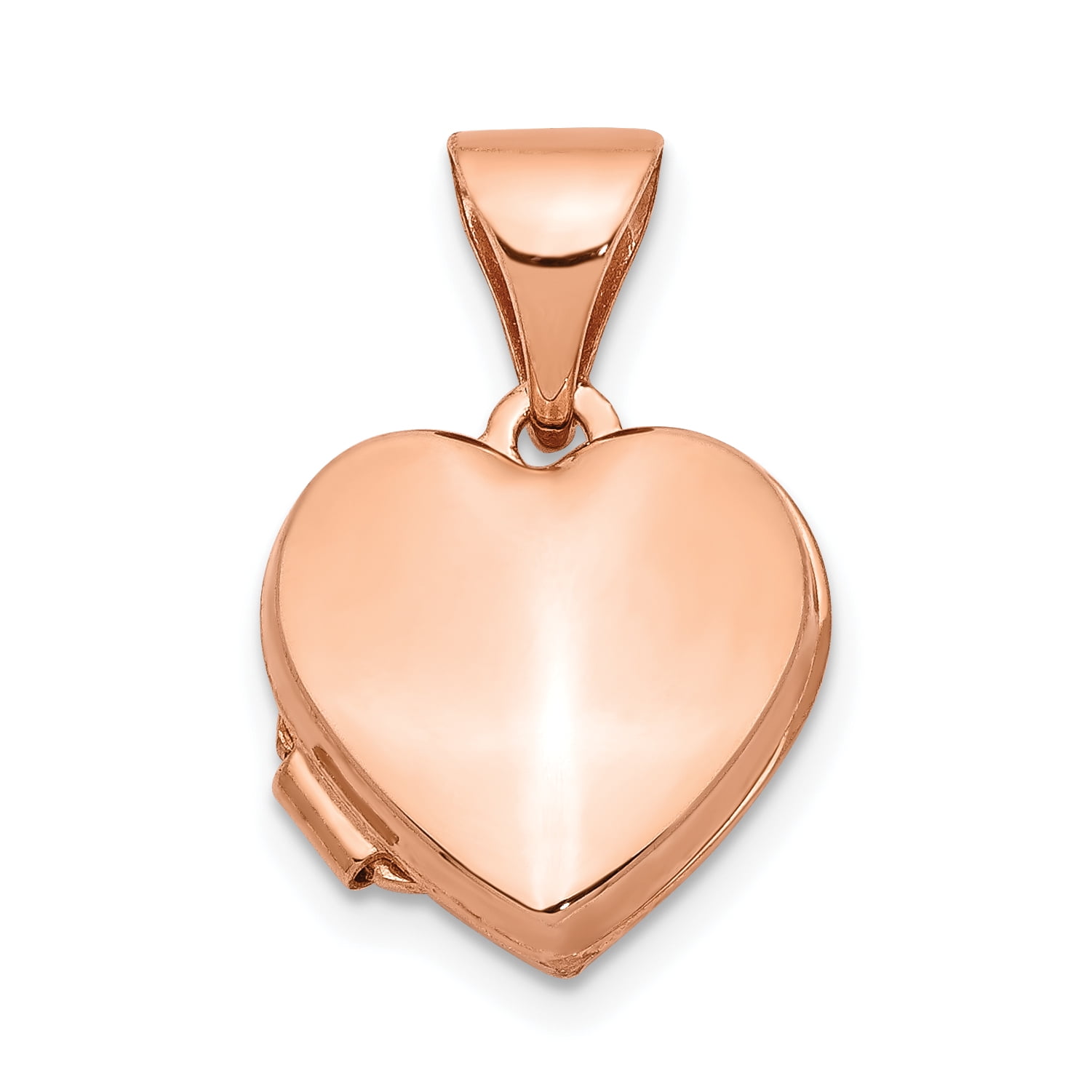 14k Rose Gold 10mm Heart Photo Pendant Charm Locket Chain Necklace