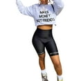 thumbnail image 1 of VISgogo - Conjunto de 2 piezas informales para mujer, de manga larga, con estampado de letras y pantalones cortos ajustados con banda elástica VISgogo moda, 1 of 2