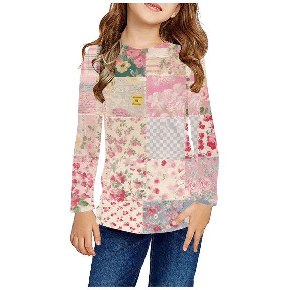 LIaqionyy Long Sleeve Tops for Kids Girls Boys Boho Vintage Crewneck Pullover Fall Winter Casual Clothes