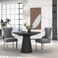 thumbnail image 2 of Roundhill Furniture Vogel 3-Piece Round Dining Set, Pedestal Dining Table with 2 Chairs, Gray, 2 of 14