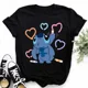 thumbnail image 5 of Camisetas con patrón de puntada para mujer, Tops de manga corta, camiseta de gran tamaño con cuello redondo, Top Y2k, nuevo, 5 of 5