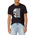 thumbnail image 1 of Camiseta de manga corta con cuello redondo y estampado gráfico de calavera "Never Trust the Living" para hombre. Camiseta informal de verano para uso diario y vacaciones. Camisetas de ocio., 1 of 5