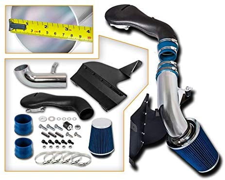 Cold Air Intake System with Heat Shield Kit Filter Combo BLUE Compatible For 10-11 Chevy Camaro V6 3.6L 