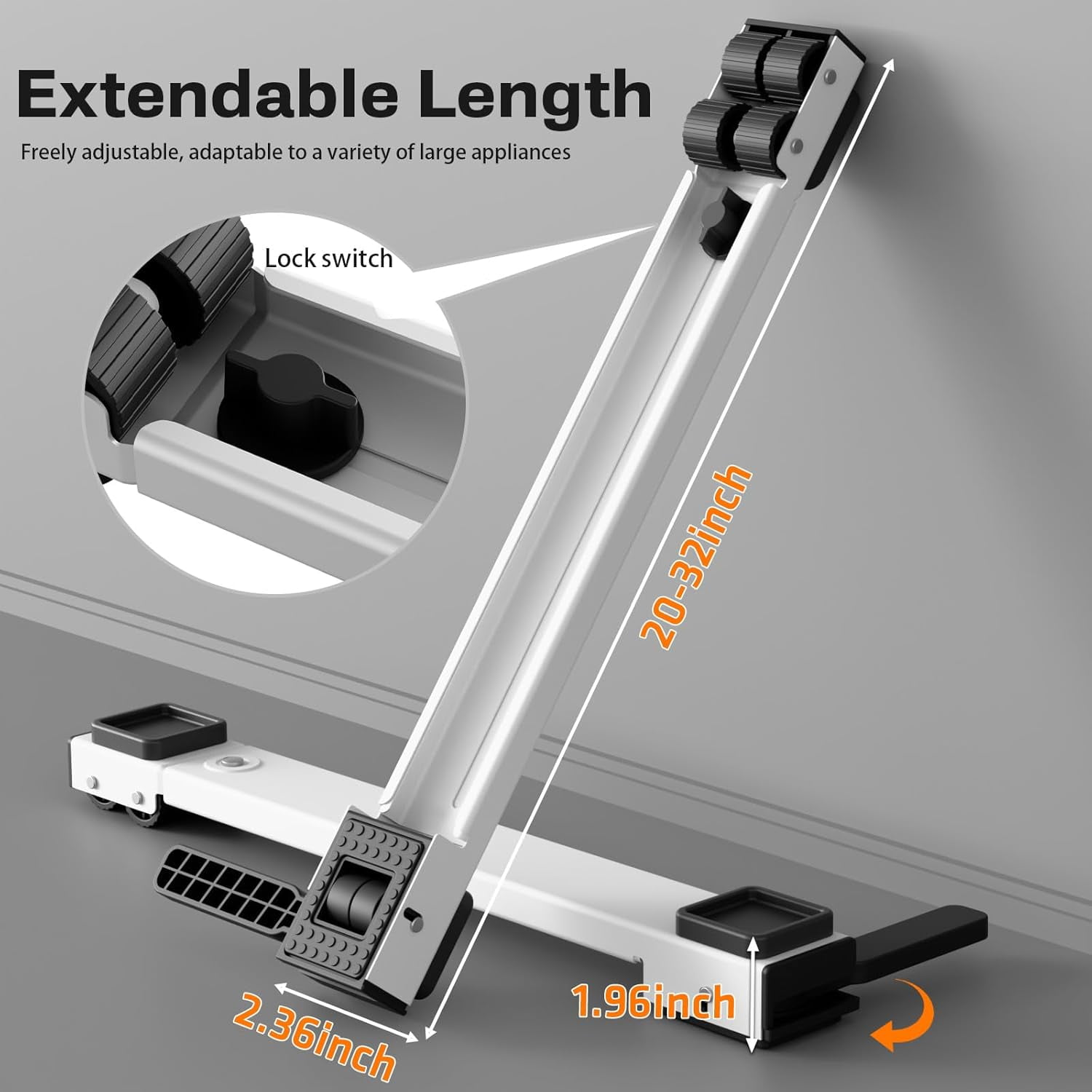 Appliance Rollers Heavy Duty,Newest Extendable Appliance Sliders,Liftable Washing Machine Base,Easily Move Washer and Dryer Machines,Refrigerators,Furniture-White