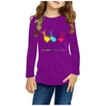 thumbnail image 2 of Huvoen Little Kid'/Toddlers' Long Sleeve T-Shirt Long Sleeve Round-Neck Blouses & Shirts Girls Long Sleeve Prints Shirts Cute Crewnecks Tops Dressy Casual Blouses Clothes Purple 5 Years, 2 of 5