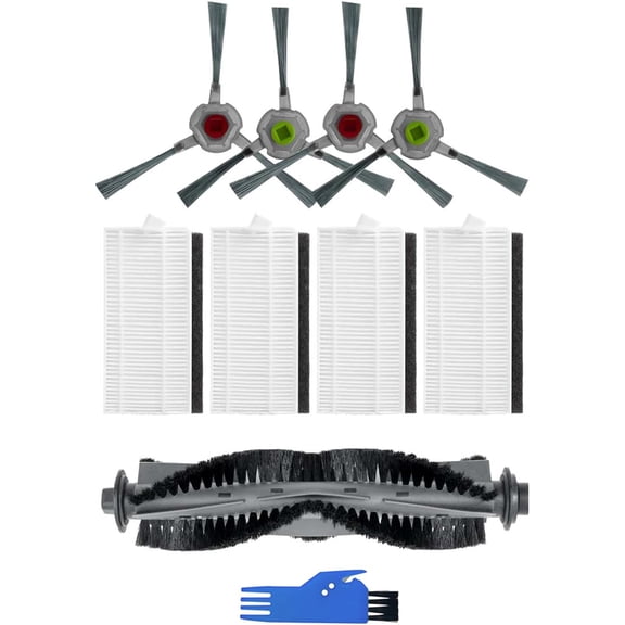 Replacement Parts Set Compatible with Airrobo P20 Robot Vacuum, 1 Roller Brush, 4 Side Brushes, 4 HEPA Filters, 1 Cleaning Tool
