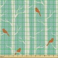thumbnail image 2 of Ambesonne Nature Fabric by the Yard Upholstery, Dotted Tree and Birds, 3 Yards, Sea Green Orange, 2 of 5