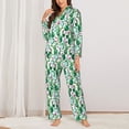 thumbnail image 2 of KLL Cactus Plants Print Women's Long Sleeve Pajamas with Pants Sleepwear Loungewear 2 Set-Medium, 2 of 7