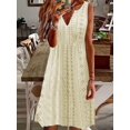 thumbnail image 3 of Vestido Elegante De Talla Grande, Vestido Sin Mangas Elástico Medio Con Cuello Entallado Bordado Con Ojales Sólidos Para Mujer, 3 of 4