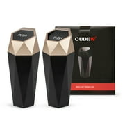 OUDEW Car Trash Can with Lid New Car Dustbin Diamond Design, Leakproof Vehicle Auto Trash Bin, Portable Mini Garbage Bin Fits Cup Holder, Used for Home, Office, Kitchen, Bedroom, 2PCS (Gold)