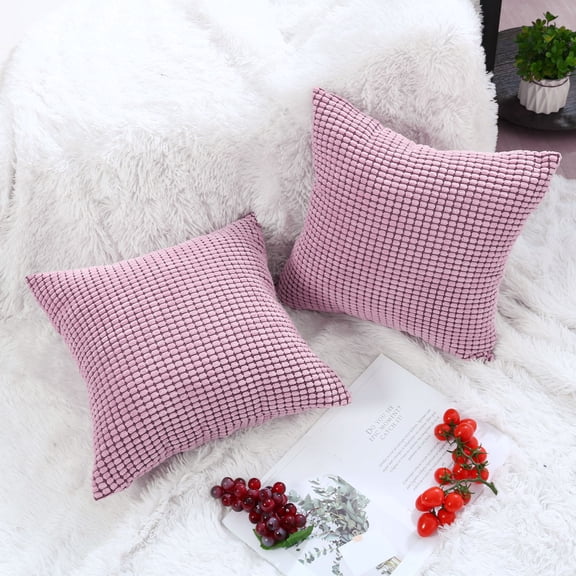 PiccoCasa Corn Stripe Polyester Square Throw Pillow Case Cover Pink 2