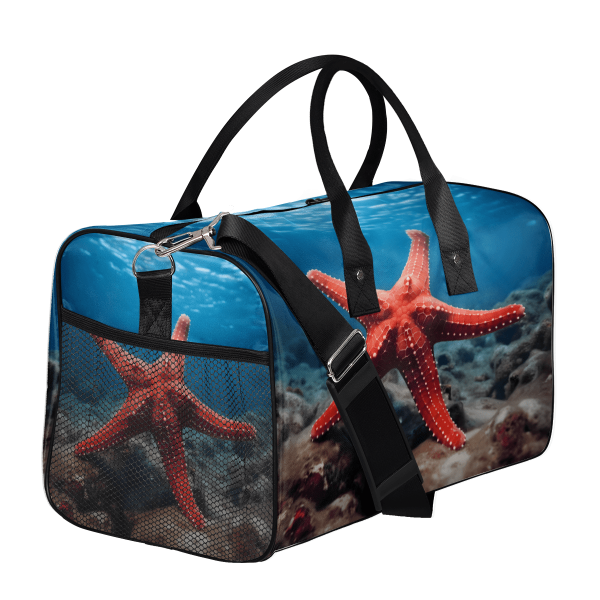 Herdesigns Ocean Sea Starfish Gym Duffle Bag for Men Women, Travel Sports Bag Waterproof Lightweight Weekend Carry On Tote
