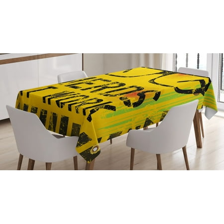 

Retro Tablecloth Nerds at Work Grunge Fictional Sign Glasses Hazard Stripes Work Hard Theme Rectangular Table Cover for Dining Room Kitchen 60 X 90 Inches Yellow Black Green by Ambesonne