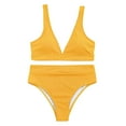 thumbnail image 3 of BONIXOOM One Piece Swimsuit Women Tankini Pull-On Solid Bikinis Bikini Summer Swimwears on Clearance Yellow Size 6, 3 of 7
