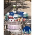 thumbnail image 5 of Fsddascl Blue Christmas Outdoor Tablecloth - 54 Inch Round Dining Table Cover, Xmas Snowman Tree Snowflake Waterproof Outdoor Table Cloth with Umbrella Hole & Zipper for Picnic/Patio/Party, 5 of 7