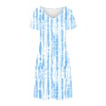 thumbnail image 4 of New trending & for spring GaThRRgYP Women's Summer Boho Short Sleeve Dress,Women's Fashion Summer Print Short-sleeved V-neck Casual Dress Sky Blue M, 4 of 8