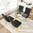 thumbnail image 2 of 47 Inch Glass Dining Table Set for 4, Modern Rectangular Glass Kitchen Table with 4 Upholstered Velvet Chairs, Space-Saving Dining Room Set for Living Room, Kitchen, Apartment - Black Gold, 2 of 8