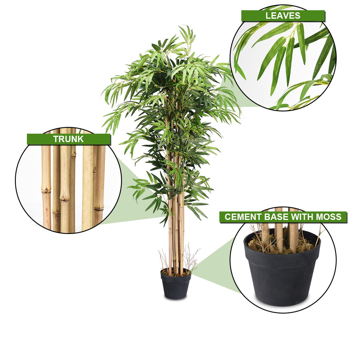 Closer2Nature Artificial 5ft 10 Green Bisset's Bamboo Tree Portofino Planter Not Included 