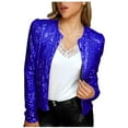 thumbnail image 2 of cllios Sequin Jacket for Women Cropped Cardigan Puff Sleeve Shiny Sparkly Shrug Clubwear Glitter Open Front Jackets, 2 of 7