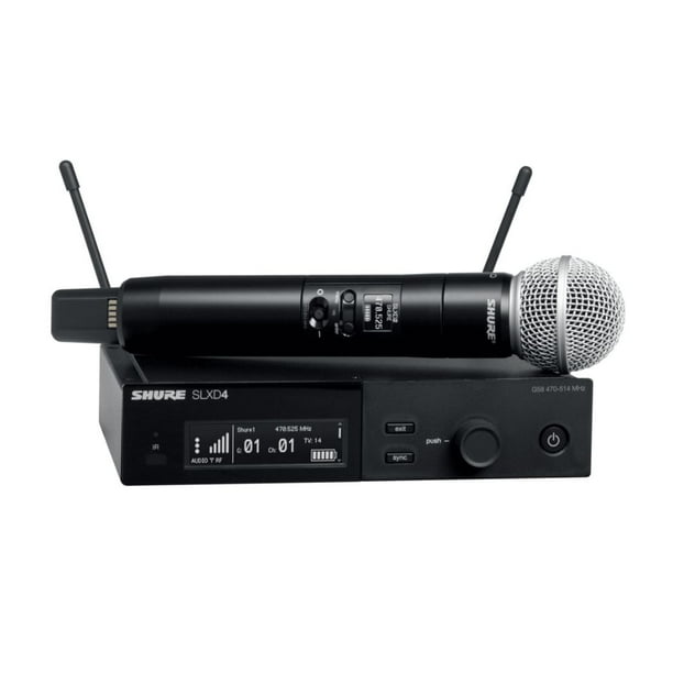 Set de Micrófono de Mano Shure SLXD24-SM58 Dinámico Cardioide Capsula SM58 Receptor SLXD4 color Negro