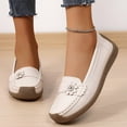 thumbnail image 6 of longantii Women's Comfort Leather Flat Slip On Loafers Casual Round Toe Soft Sole Moccasins Boat Shoes Classic Driving Lightweight Penny Work Shoe Beige, 6 of 9