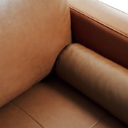 Naomi Home Velonie Air Leather Mid-Century Sofa, Removable Cushions, Matching Bolster Pillows, Spacious 3-Seater Comfort, Solid Wood Frame, Everyday Relaxation, Tan