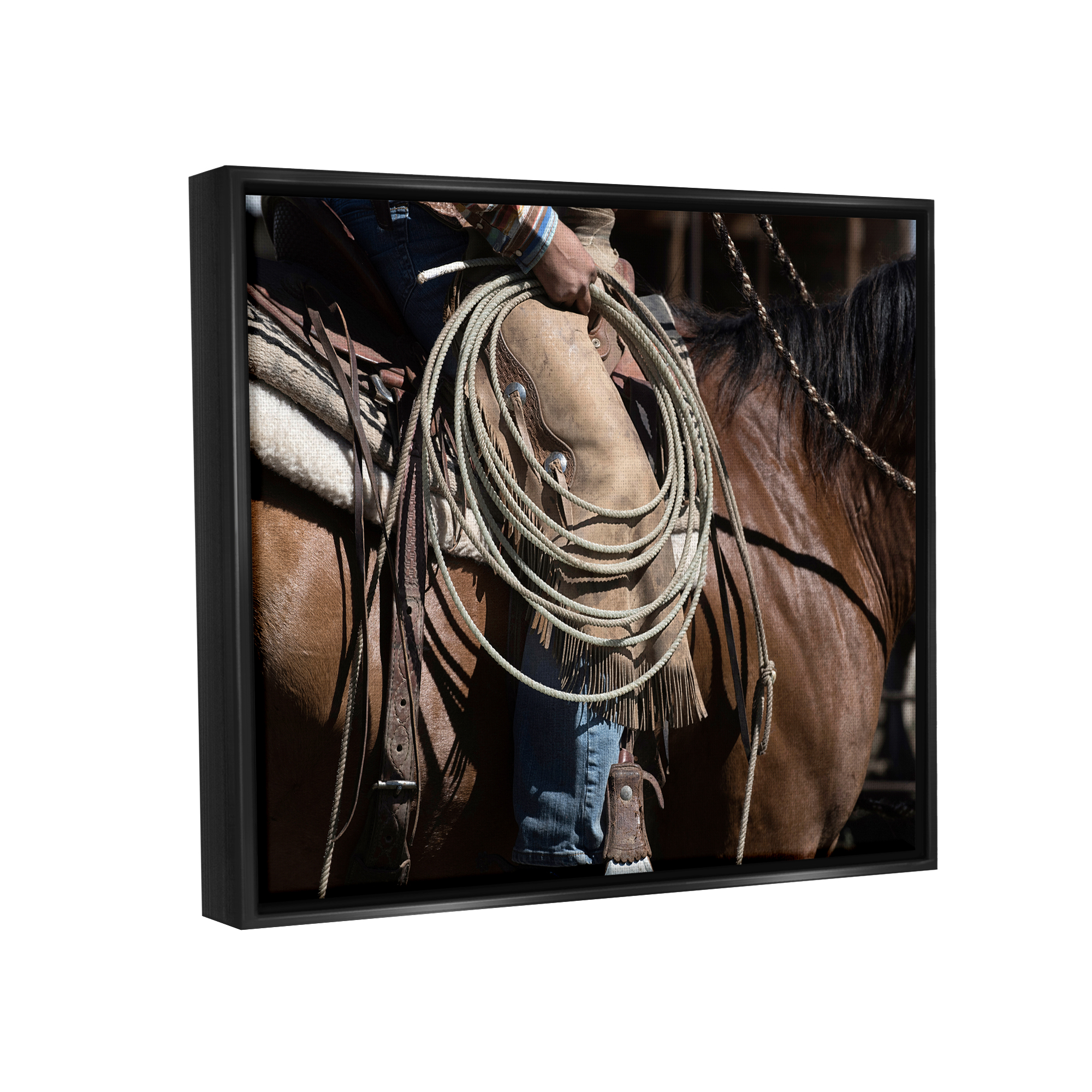 Stupell Industries Southwestern Cowboy & Lasso Beauty & Fashion Photography Black Floater Framed Art Print Wall Art, 31 x 25