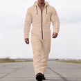 thumbnail image 2 of Men Hooded Long Sleeve Jumpsuit Full Zip Coverall with Multi Pockets for Workwear, 2 of 5