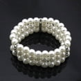 thumbnail image 3 of Ruanlalo Fashion 3 Rows Faux Pearl Rhinestone Decor Elastic Stretchy Bangle Bracelet, 3 of 6