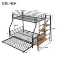 thumbnail image 4 of Metal Bunk Beds Twin Over Full Size with Trundle, Heavy Duty Bunk Bed with Storage Staircase & Guardrails, Metal Bunk Bed for Dorm, Bedroom, Apartment, Black, 4 of 9
