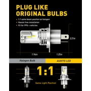 AUXITO H4 9003 HB2 LED Headlight Bulbs, 12000LM Per Set 6500K Xenon White for High and Low Beam Hi/Lo, Pack of 2