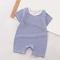 thumbnail image 2 of TOWED22 Newborn Short Sleeve Romper Print Jumpsuit Cotton Infant Clothes Baby Girl Boy One-Piece Outfit 0-12 Months Navy,0-6 M, 2 of 4