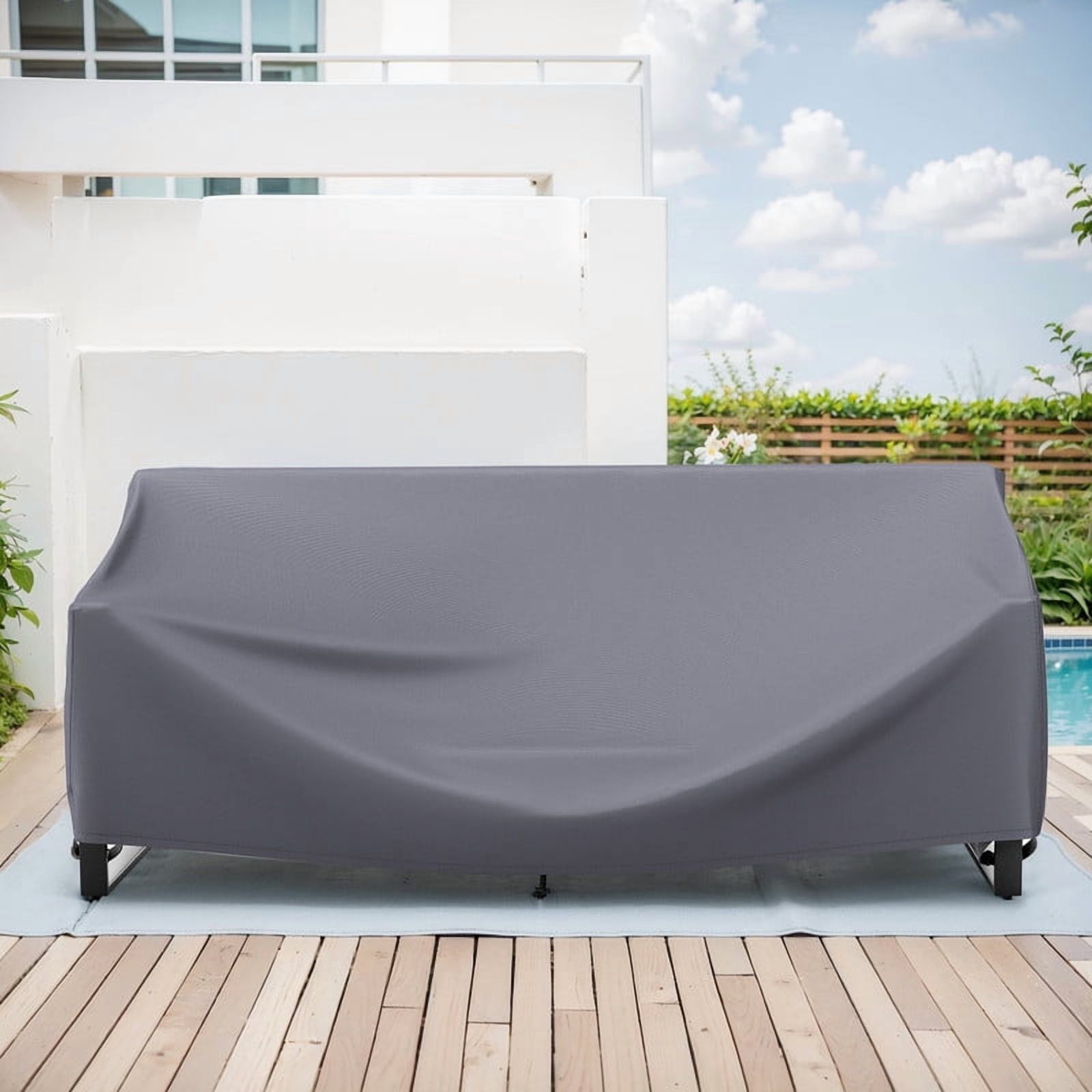 PARKWELL Patio Furniture Covers Waterproof,Outdoor 3-seater Sofa Cover,Outside Table and Chair Covers,Heavy Duty 600D Tough Oxford Cover Grey 83L x 34W x 28H inch