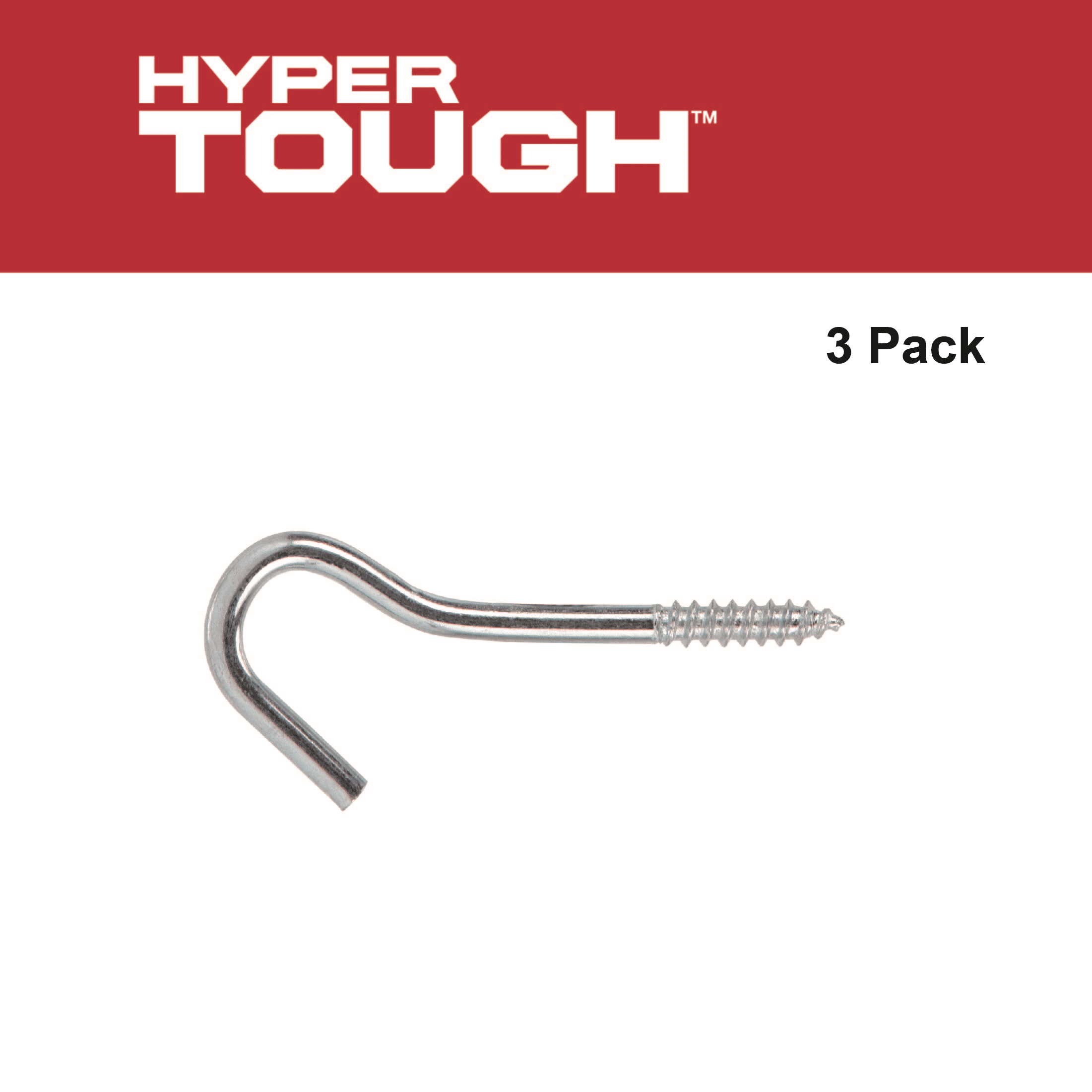 Hyper Tough 3-3/8 in. Screw Hook, Zinc Plated, 3 Pack