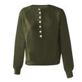 thumbnail image 4 of Elegant Knit Pullover Sweater with Half Button Henley Neck, Long Sleeves, Loose Fit Casual Tunic for Women – Cozy Outdoor Comfort in Beige, 4 of 4