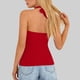 thumbnail image 5 of Tops Casuales sin Mangas para las Mujeres V Cuello Blusa Plegado Vendaje Suéter de Verano Damas Camisa Diaria, 5 of 9