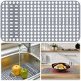 thumbnail image 1 of CNKOO Silicone Sink Mat 28×14 Inch Kitchen Sink Mat Heat-Resistant Hollowed Sink Liner Mat with Non-Slip Raised Feet DIY Cuttable Sink Drainer Mat Dishwasher Safe Sink Protector Mat for, 1 of 10
