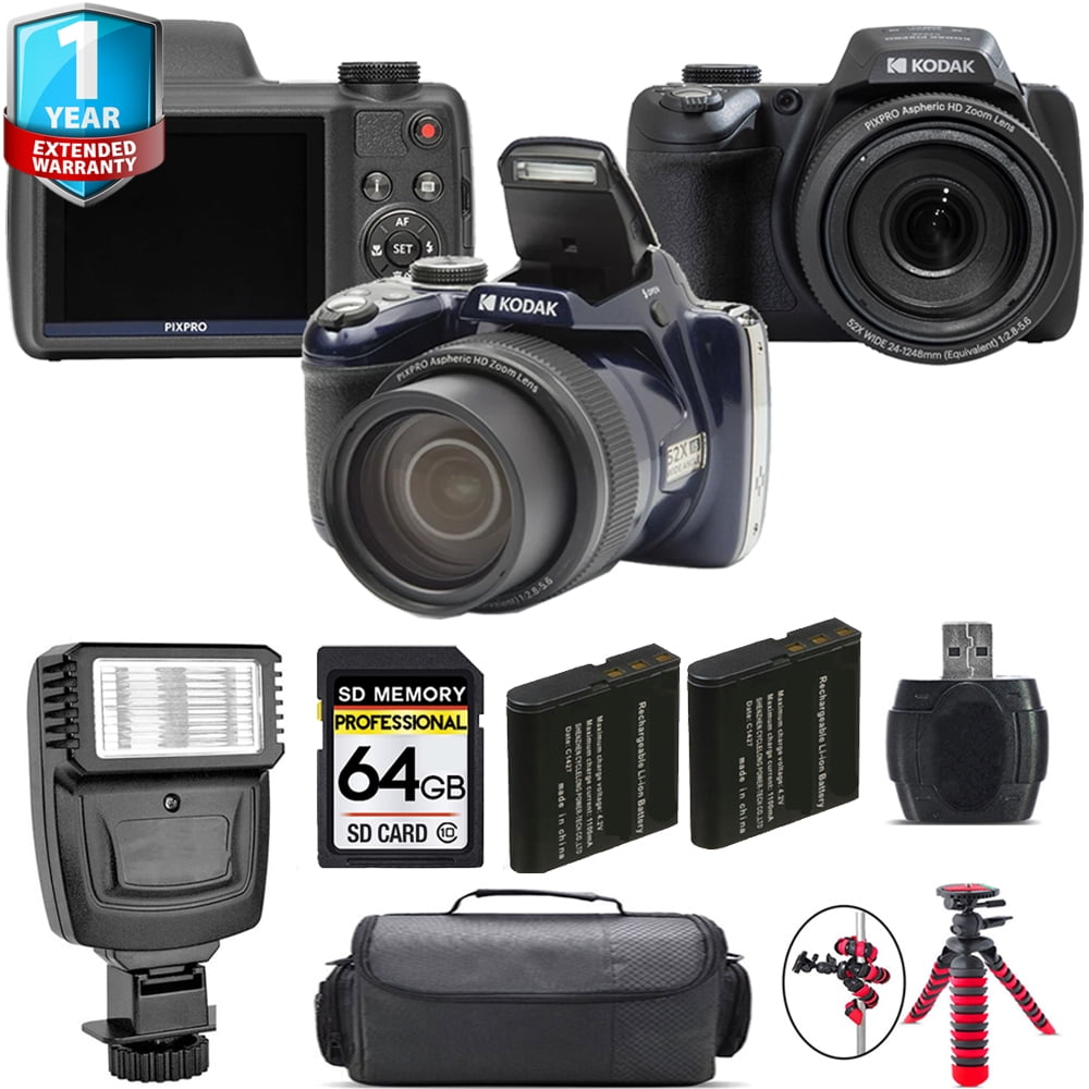 Kodak PIXPRO AZ528 Digital Camera (Black) + 1 Yr Warranty + Flash - 64GB Kit (International Version)