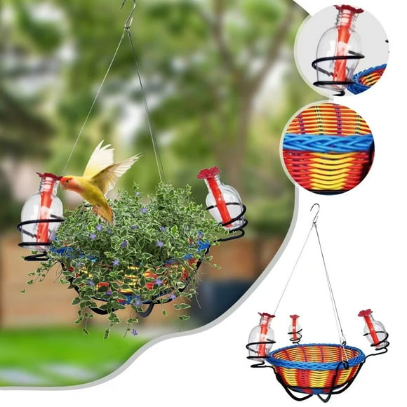 Wzzjkit Bird Feeders for Outdoors, Top Hummingbird Feeder Bird Feeder Outdoor Decorations Bird's Hanging Basket Hummingbird Feeder, Bird Feeder