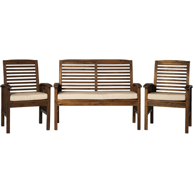 Ensemble de Conversation Extérieur en Bois d'Acacia Massif 3 Pcs Brun Foncé